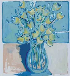 Jarrón de tulipanes amarillos