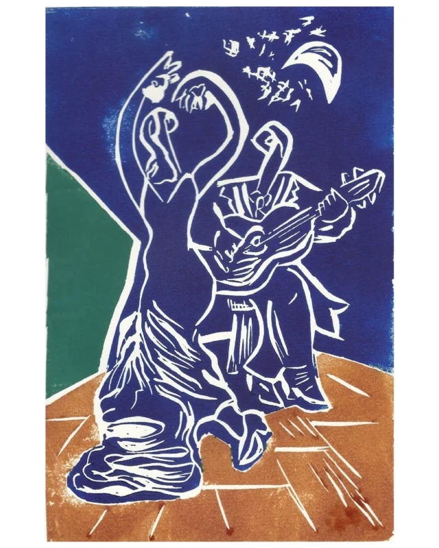 La bailaora bajo la luna Linograbado